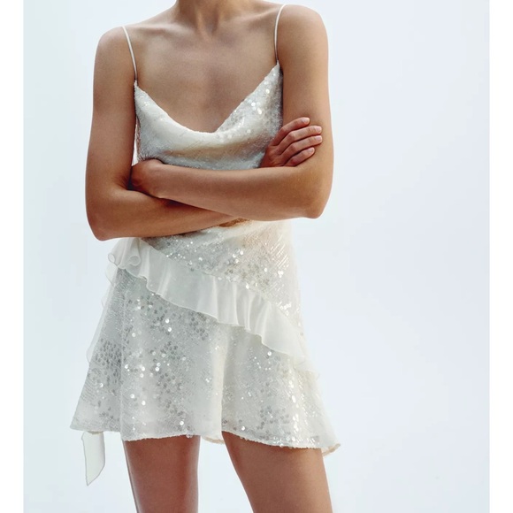 Zara White Sequin Dress - Picture 1 of 6